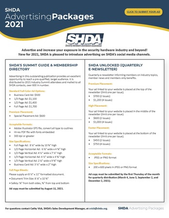 Shda Advertising Packages Page 1 Shda Advertising Packages Page 1